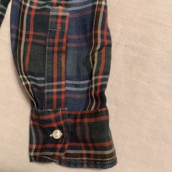 Frank & Eileen Women’s Barry Blue & Orange Plaid Blouse Size Medium Made in USA - Picture 3 of 15